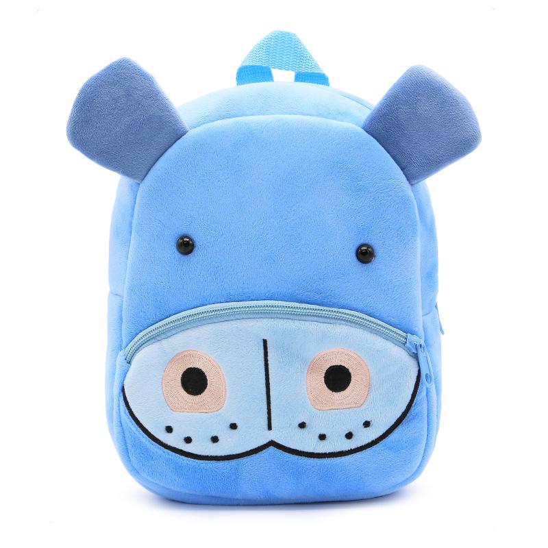 Cute Zoo Children's Bag Backpack Plush Backpack Animal Hippo Children's Early Education Burden Reduction Bag
