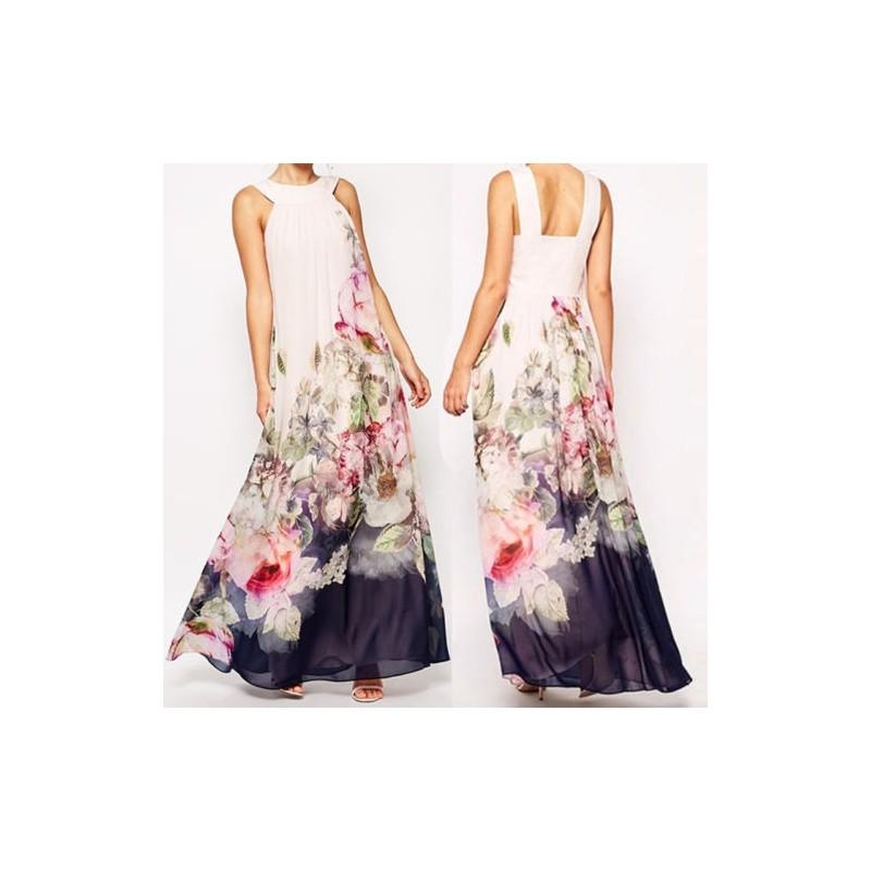 Stylish Lady Women Floral Summer Beach Boho Chiffon Sundress For Casual And Formal Occasions
