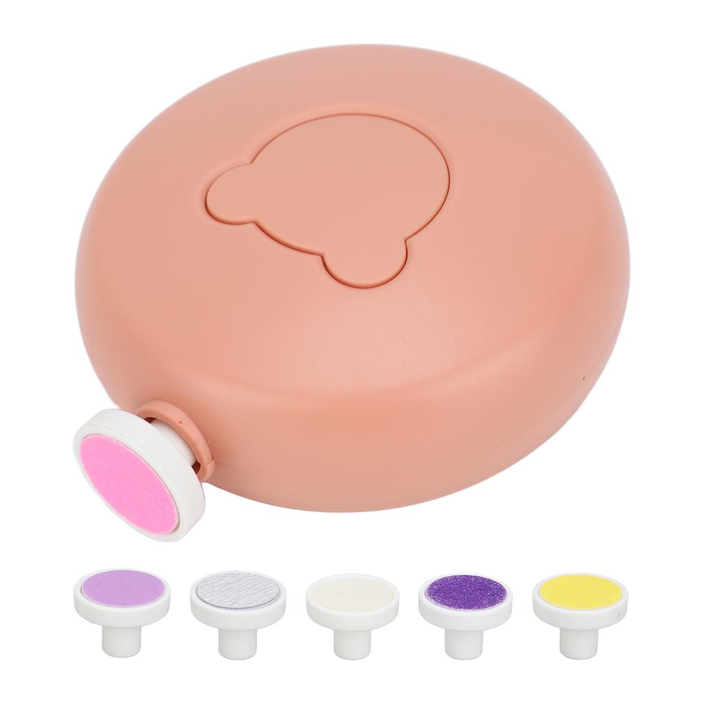 Electric Baby Nail Trimmer Nail File Tool Set Nail Clipper for Infant Baby with 6 Grinding Heads Orange
