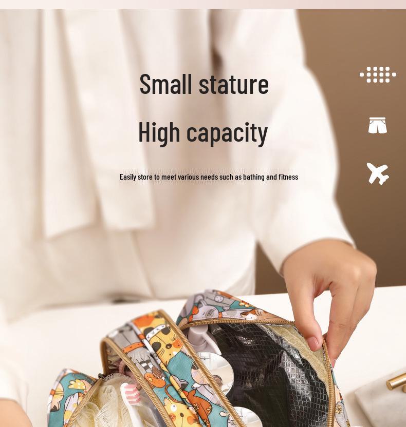 Kosmetik- & Toilettenartikel-Tasche mit großer Kapazität, Cartoon-Design, wasserdicht, mit Nass-/Trockenfach und isoliertem Futter