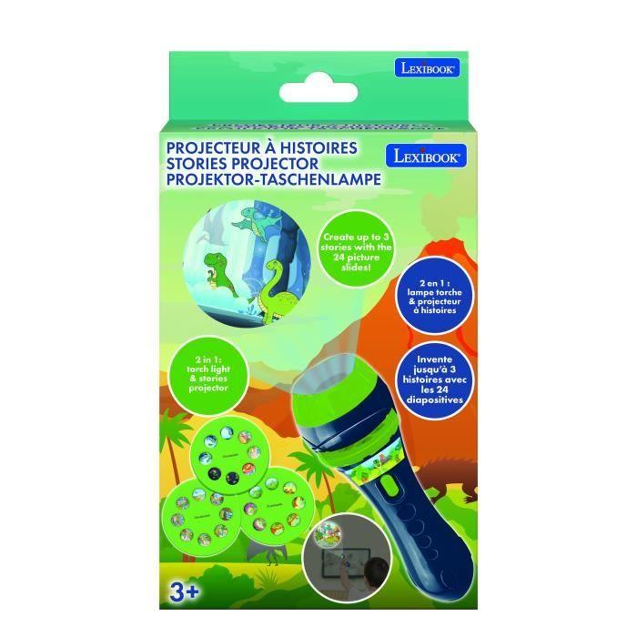 Projecteur à histoires - dinosaure - 3 disques - lampe torche led - pour enfants à partir de 3 ans - vert