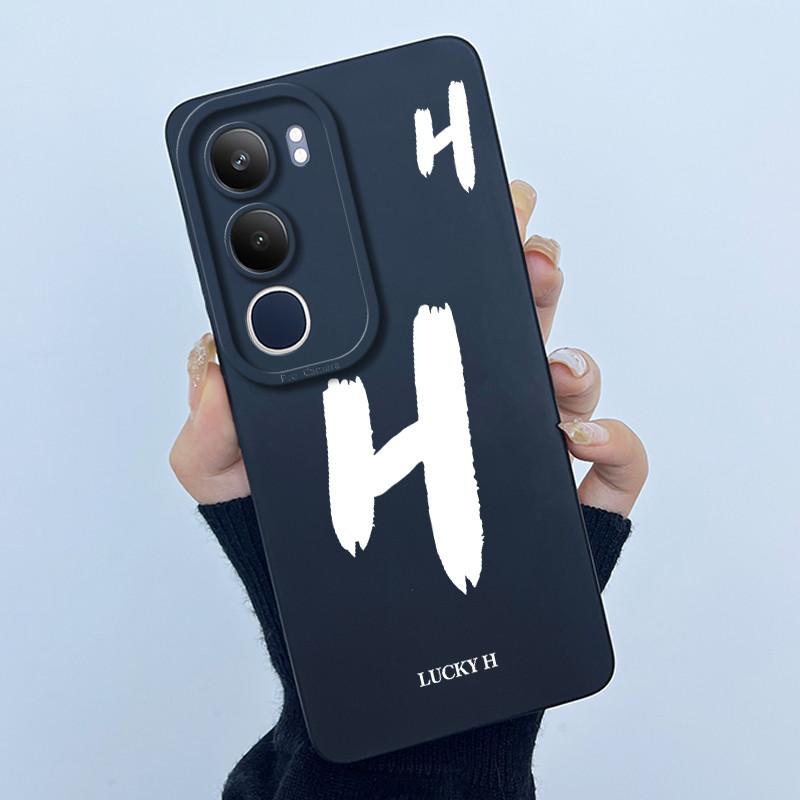 For Vivo Y19s V2149 Cover Case Lucky Initial Letter Couple Silicone Soft Matte Phone Bumper for Vivo Y19s 4G Y29 5G Casing