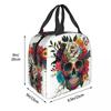 Skull Print Horror Skeleton Death Insulated Lunch Bag for Women Children Portable Food Boxes Thermal Lunch Box Tote