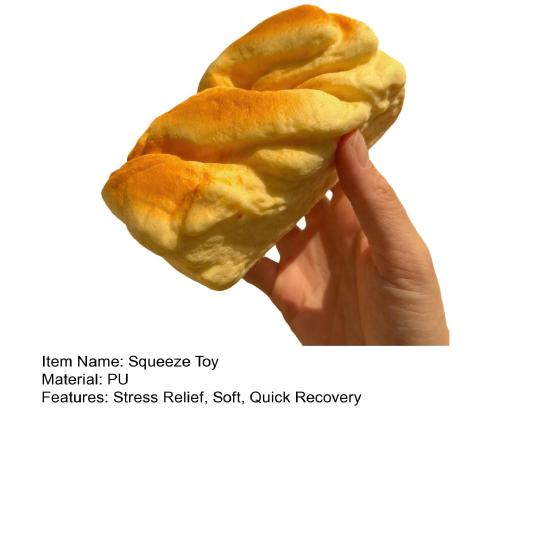 Soft Toast Squeeze Toy Slow-Rising PU Fidget for Stress Relief Realistic Bread-Shaped Decompression Gadget for Kids Adults