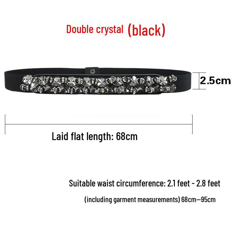 Women's Rhinestone Flower Elastic Waist Belt