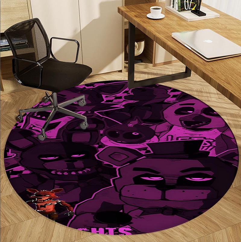 Five Nights at Freddy's Pattern Round Rug, Indoor/Outdoor Mat, for Picnic, Gameroom, Bedroom, Office, Living Room, Home Decor Carpet, Birthday Gift