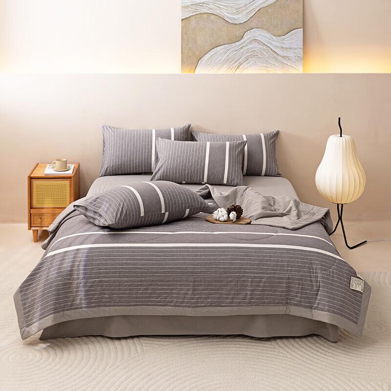 Belle Anna All-Cotton Yarn-Dyed Washed Summer Quilt Four-Piece Set