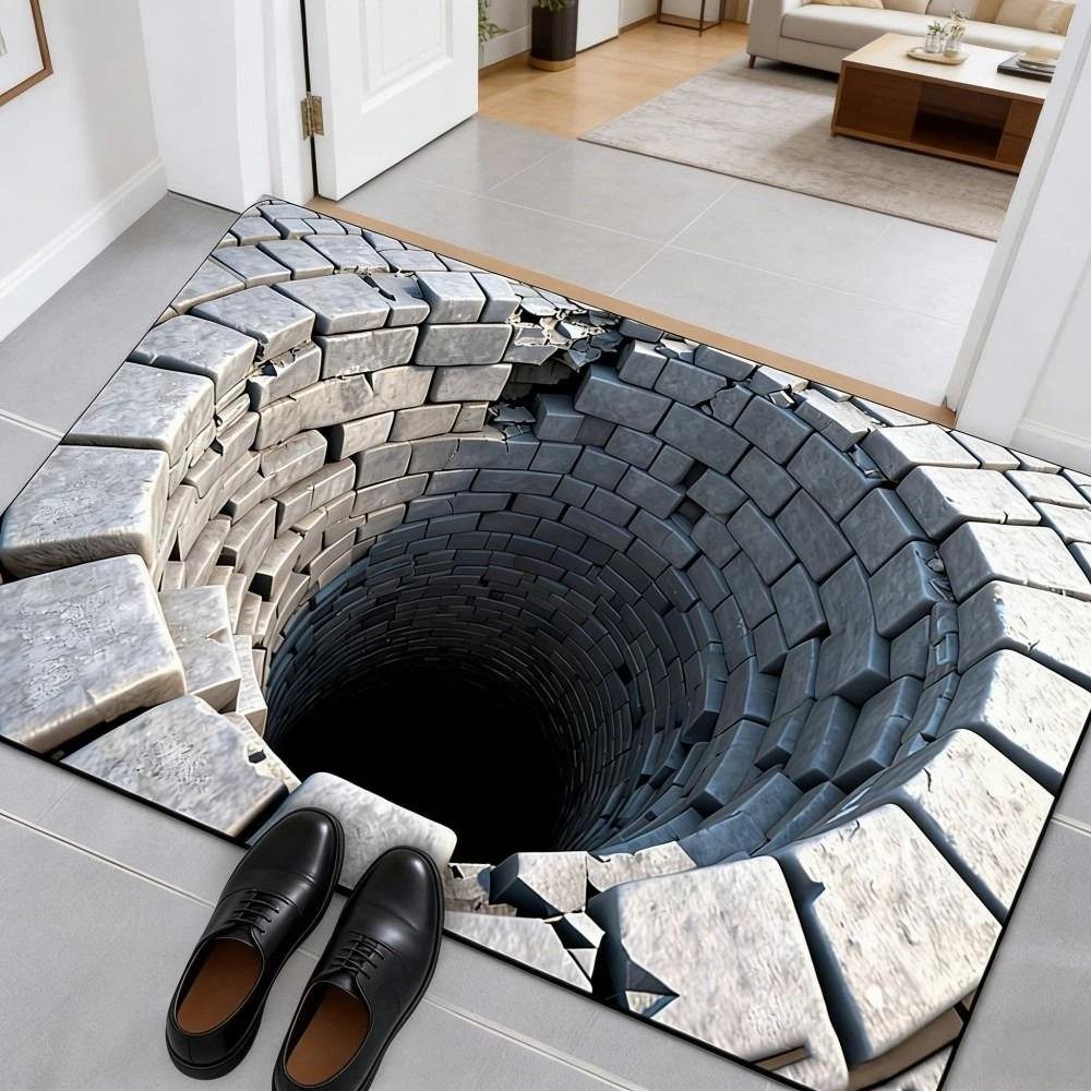 Non-slip Optical Illusion Doormat 3D Flat Bedroom Door Rug Creativity Bathroom Carpet  Home Decor