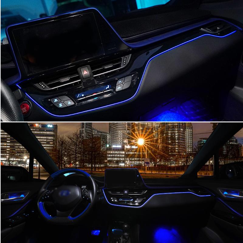Car Interior LED Dashboard Central Frame Trim Atmosphere Light EL Wiring Neon Strip Ambient Lamp for Toyota CHR C-HR 2017-2021