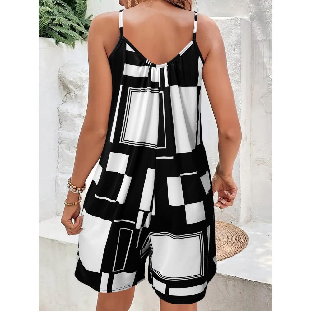 Women Summer Casual Sleeveless Rompers Spaghetti Strap Shorts Overalls Boho Floral Outfits 2025 Jumpsuit With Pockets