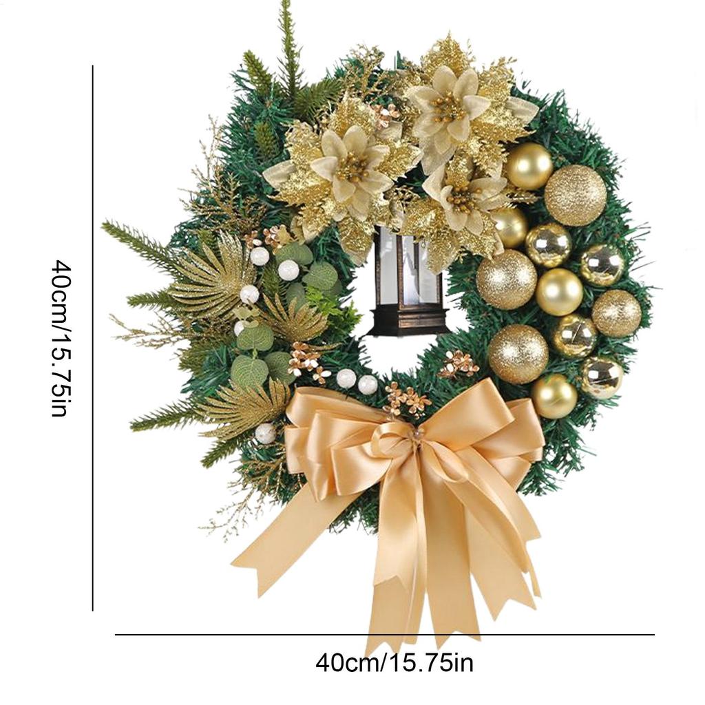 Outdoor Christmas Wreath With Lights Artificial Bow Wreath Household Festival Decoration For Front Door Wall Fireplace Window