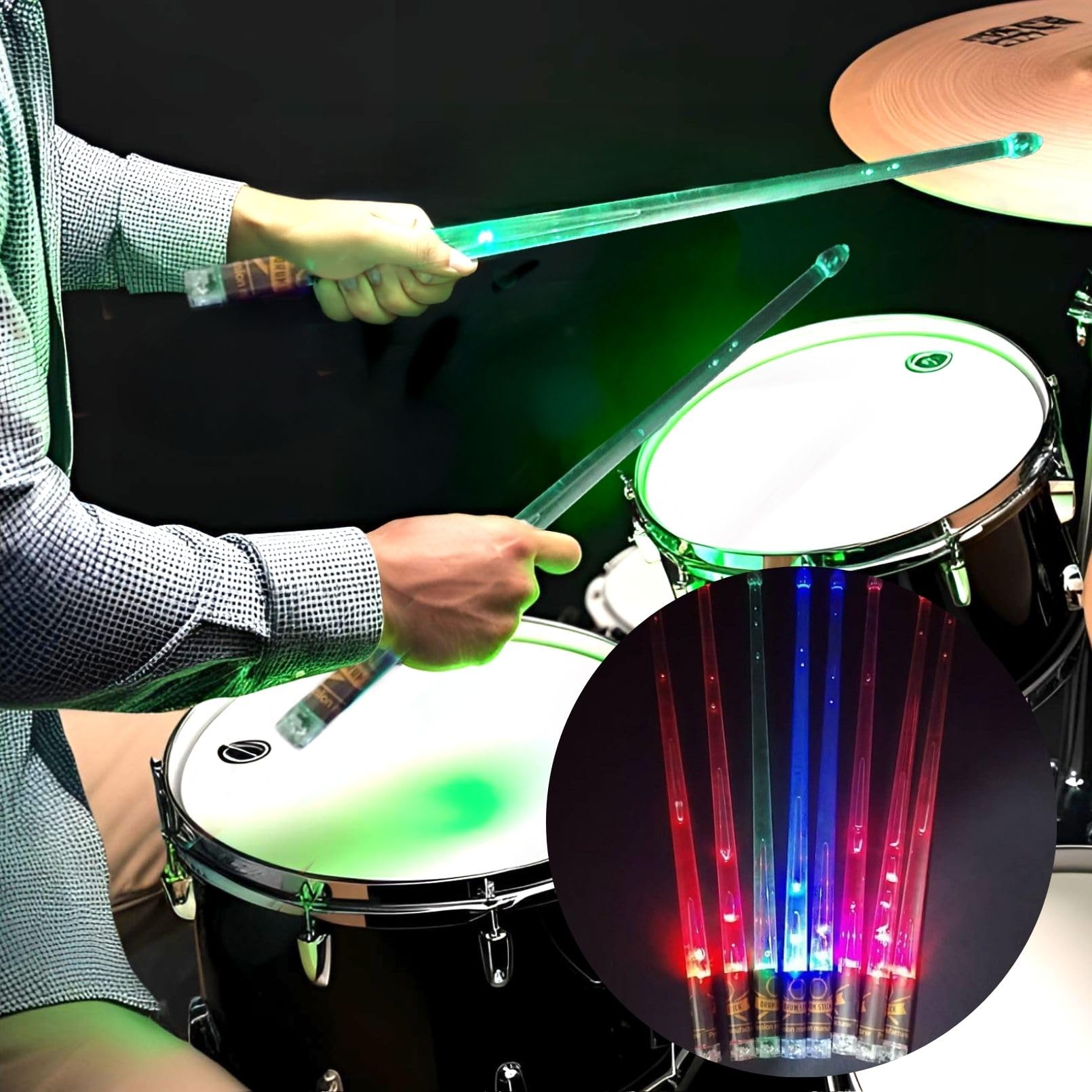 

EU SOU LED Light-Up Drumsticks, Rechargeable, for Eye-catching Performances, Stage Performances, and Live Performances (41.6cm)