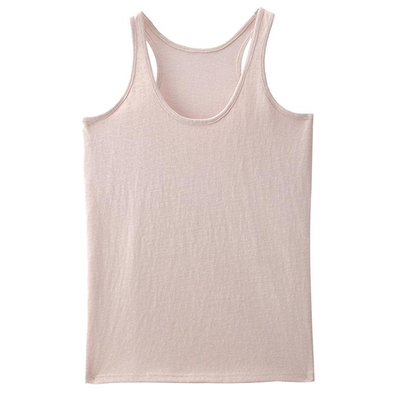 U-neck loose and loose design, bottom vest, women's inner sling, outer wear, lazy cotton sleeveless solid color top