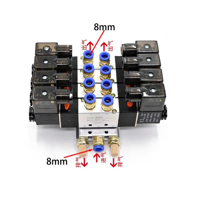 2 - 5 Row Pneumatic 5 Way Double Solenoid Valve Block 4V220-08 Plate With Fitting Manifold 12V DC 24V AC 110V 220V 5/2 24VDC