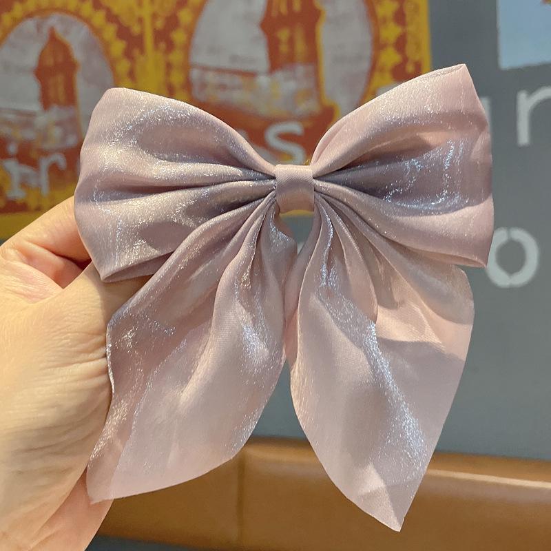Celebrity Pearl Satin Bow Hair Clip - Black/Red Duckbill Headwear