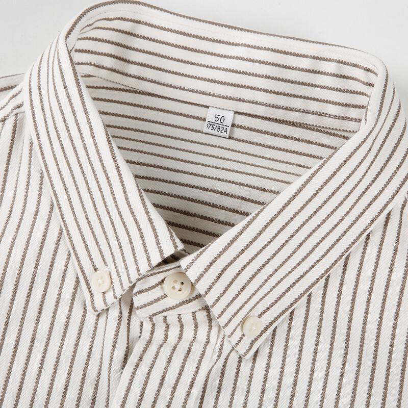 Men's 100% Cotton Embroidered Vertical Stripe Long Sleeve Casual Shirt
