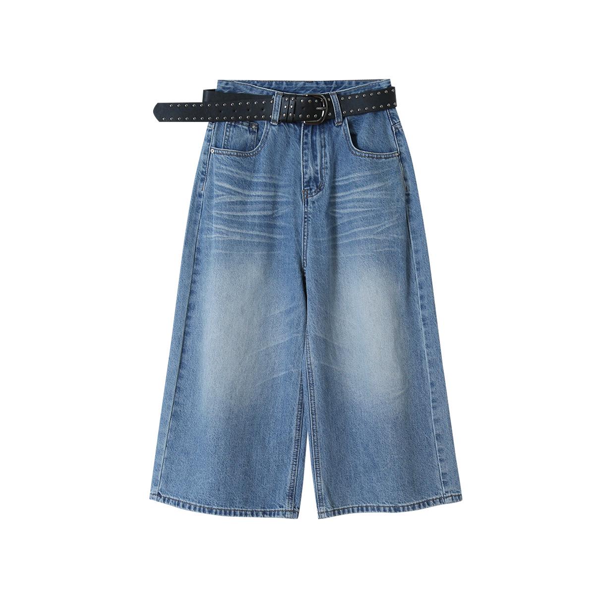 

Women s 2026 Summer Bleached Straight-Leg High Waist Wide-Leg Jeans in Washed Blue. Extra Large