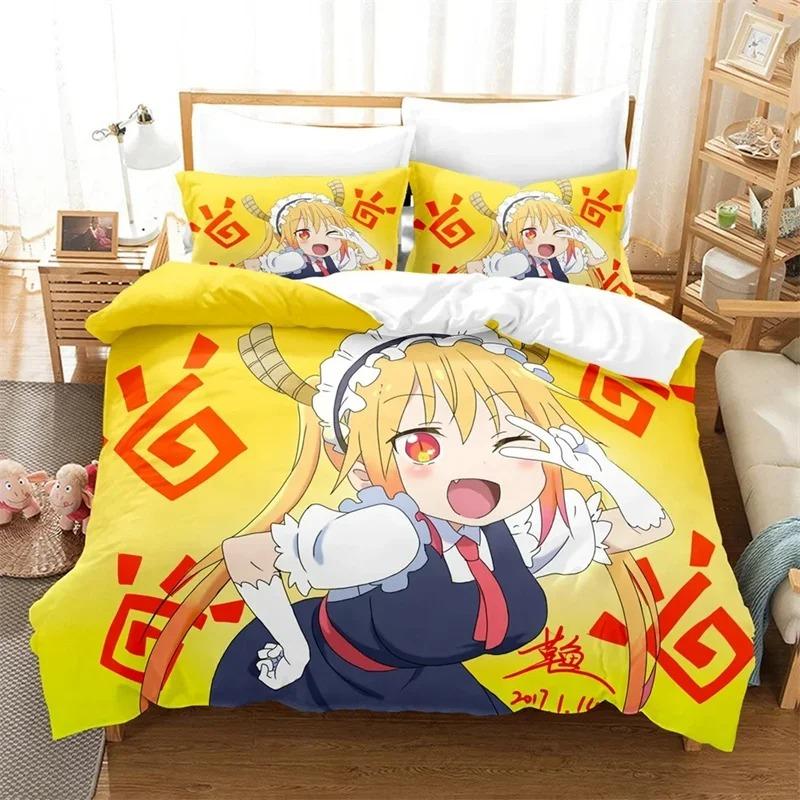 3D Printed Miss Kobayashis Dragon Maid Bedding Set Anime Kanna Duvet Cover Double Twin Full Queen King Adult Kids Quilt Cover