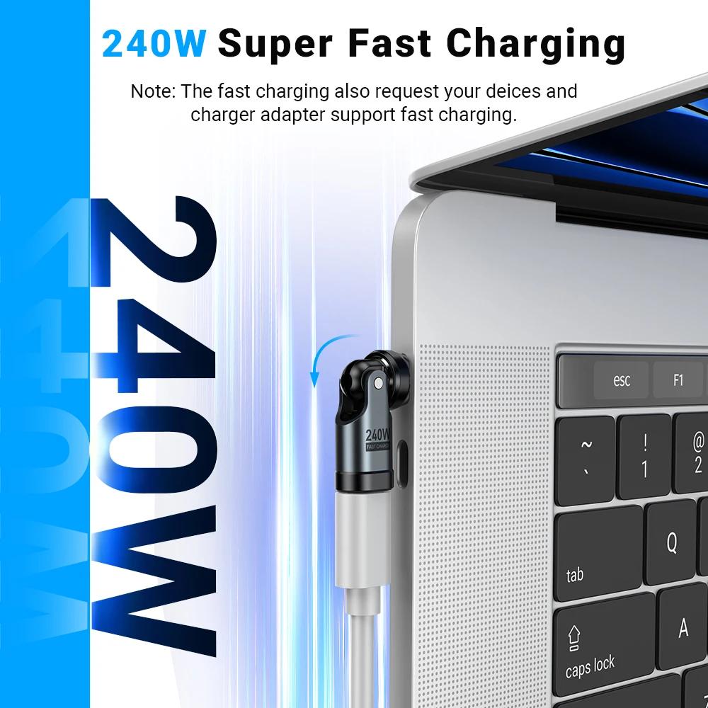 Premium 240W USB C To Type C OTG Fast Charge Adapter Cable Male Female Converter for IPhonee16 Macbook Laptop Universal