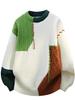A/W 2025 Color Block Knit Sweater - Casual Couple's Round Neck Top