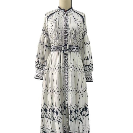 Yousheng Women's Long Sleeve Boho Midi Dress Loose Button Down A-Line Swing Dress Fall Casual Floral Print Beach Flowy Dress