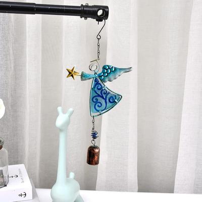 Campana de Viento de Ángel de Metal Decoración Colgante Adorno con Ala y Campana - Campanas Colgantes Decorativas, Regalos para Decoración Artesanal de Jardín Hogar
