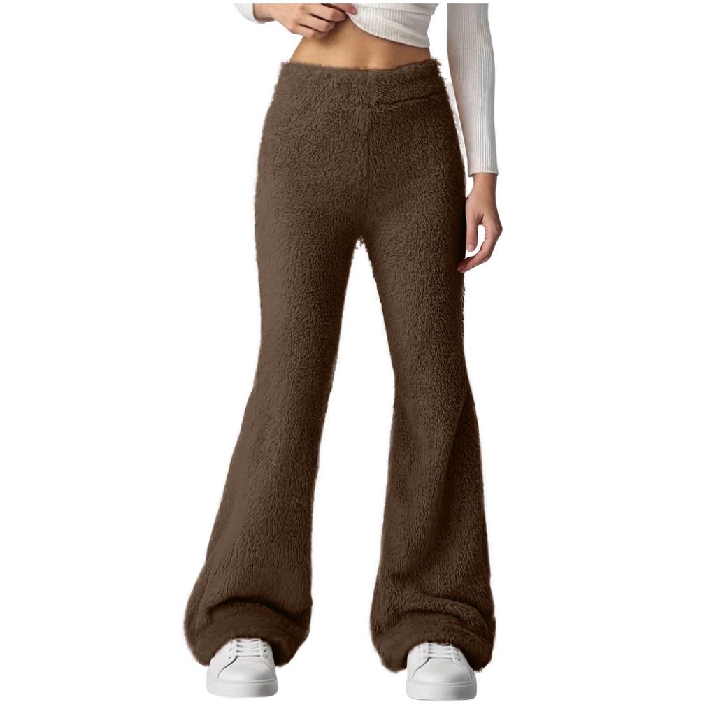 2025 Women's Wide-Leg Warm Plush Elastic Waist Pants