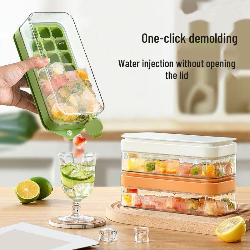 Silicone Press Ice Cube Tray with Lid