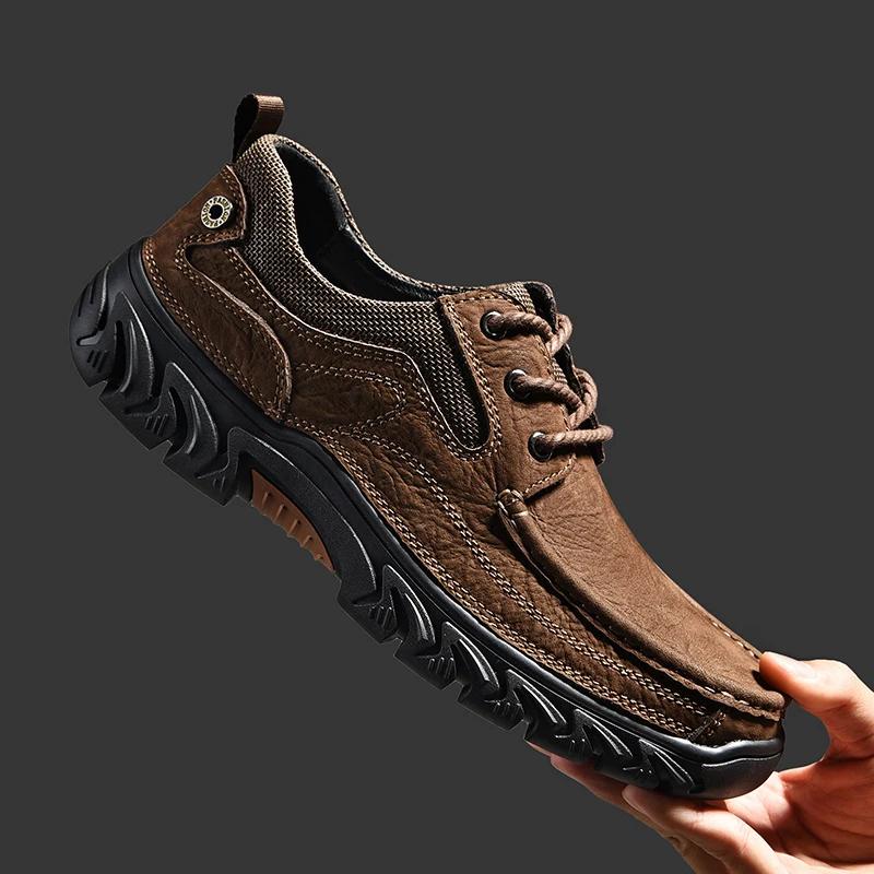 

Кожаные туфли, мужские мокасины, мужская повседневная обувь для отдыха на природе, обувь для ходьбы на природе, мужская обувь из коровьей кожи больших размеров 38-46 46 коричневый