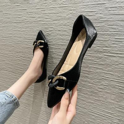 2025 Spring Single Shoes Women Flats Pointed Toe Soft Elegant Ladies Boat Shoes Brand Ballet Flats Plus Size 42 A46680