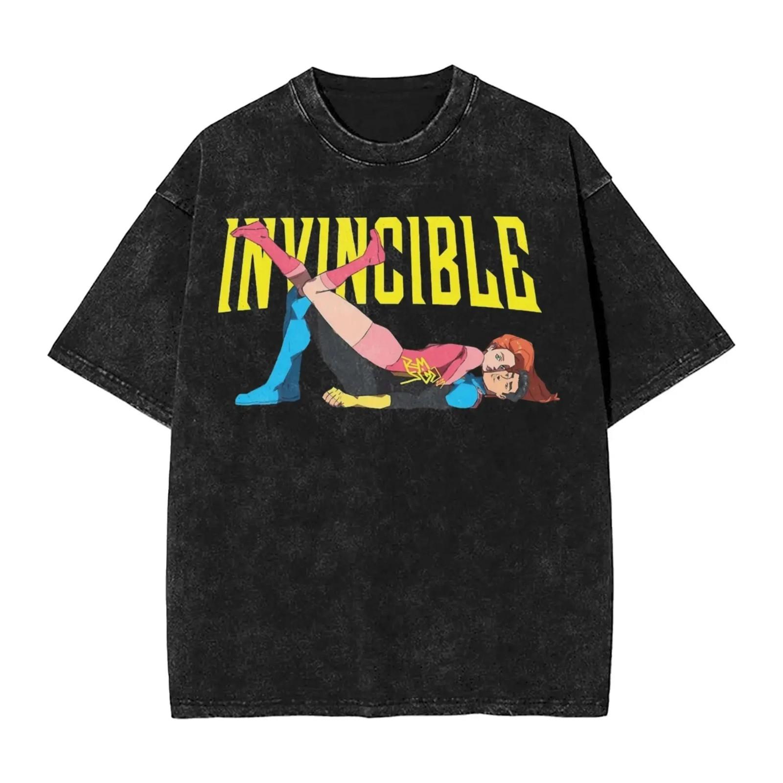 Invincible Cotton T-Shirts Graphic Print Cartoon Washed Cotton Tees S