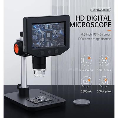 1000X 4.3 Inch 1080P 8 Adjustable LED Light Soldering Repair Magnifier Error Coin Brazing Microscope LCD USB Digital Microscope