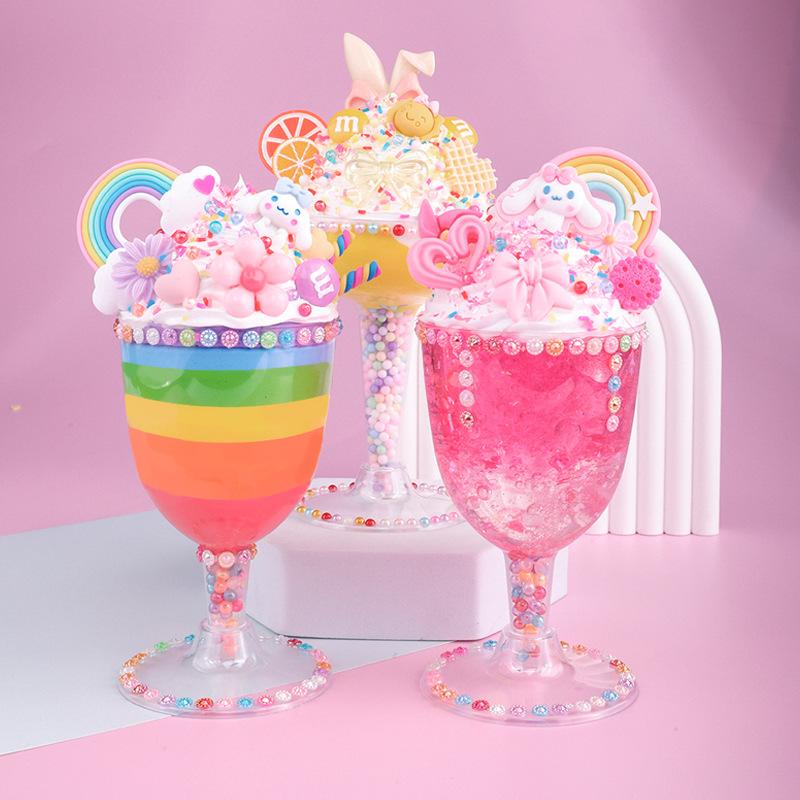 Children'S Handmade Simulation Cream Glue Diy Material Pack Dessert Milk Tea Cup Ice Cream Set Food Play Educational Toys