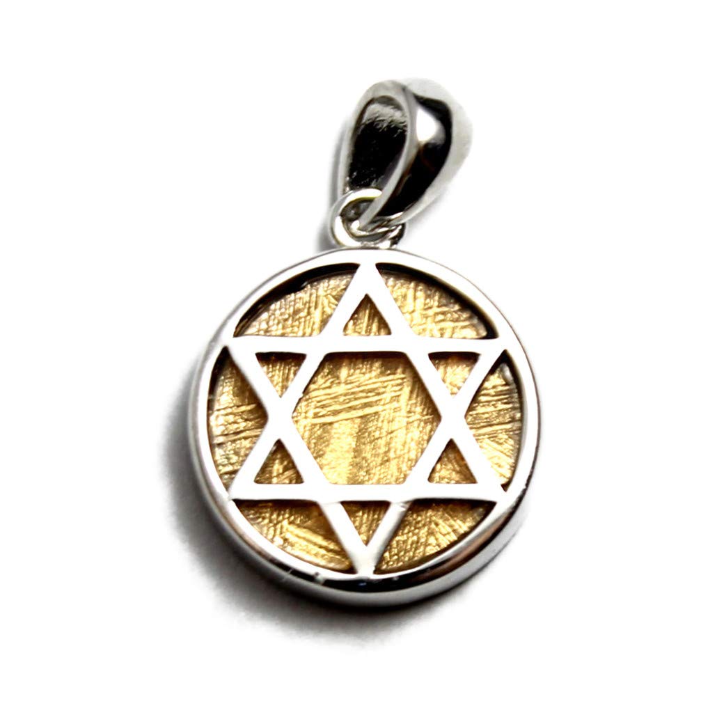 

Hexagram, Star of David, Gibeon Meteorite Pendant, Sterling Silver 925, Gold, Women sMen s