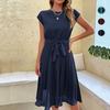 European And American Skirts Summer Lace-Up Skirts Solid Color Pleated Dresses