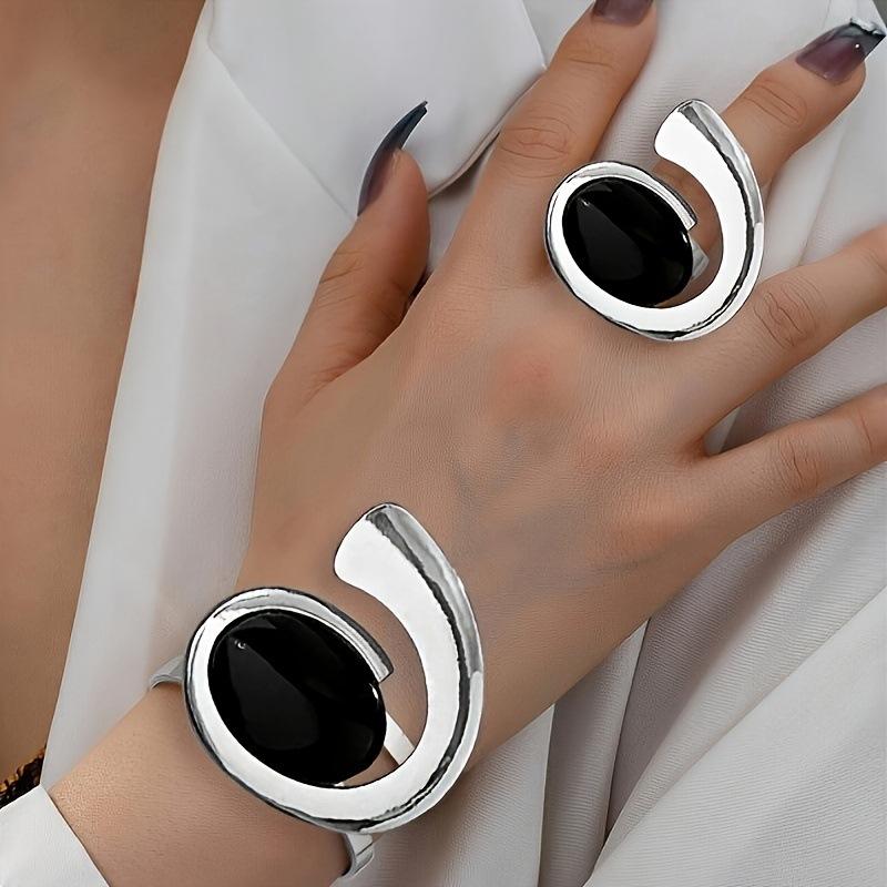 

Fashion Jewelry for Women s Set Minimalist and Versatile 18K Gold-plated Bracelet with Open Ring Design