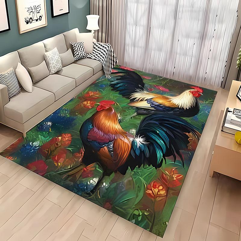 Funny Gallic Rooster 3D HD Printing Carpet for Living Room Cartoon Kid Bedroom Sofa Doormat Mat Floor Tapete Anti-slip Decor Rug