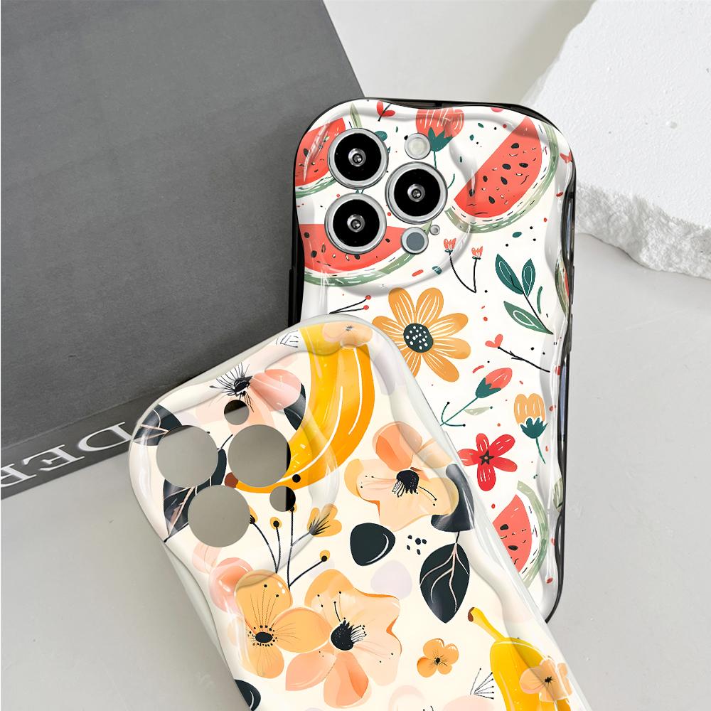 Cute Cartoon Pattern Cream Texture Casing Wavy Edge Soft Silicone Cover Phone Case for OPPO Reno Realme