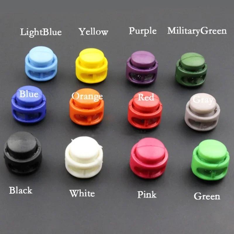 10pcs 16*17mm Multi Colors Plastic Paracord Cord Lock Clamp 2 Hole Toggle Clip Stopper Shoelace Cord Buckles Bag Parts Accessories.