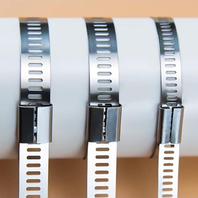 10/100pcs Stainless Steel Cable Ties 5mm Heavy Duty Self-Locking Cable Zip Tie Multi-Purpose Metal Exhaust Wrap Locking Ties