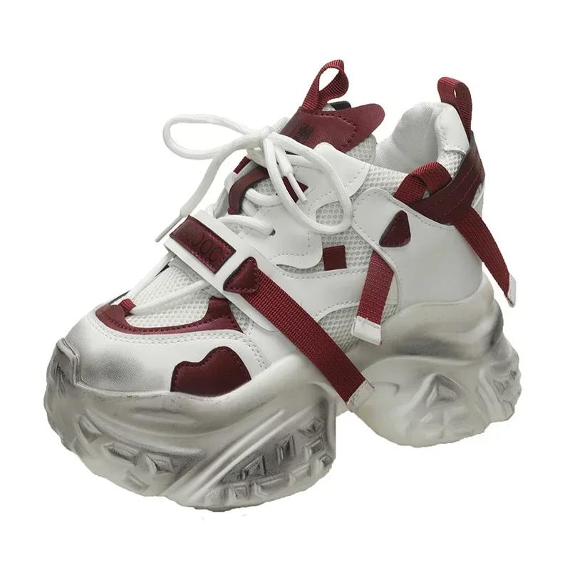 10.5CM New Women's Breathable Mesh Platform Shoes Outdoor Increase Height Chunky Sneakers for Women Casual Walking Shoes Tenis