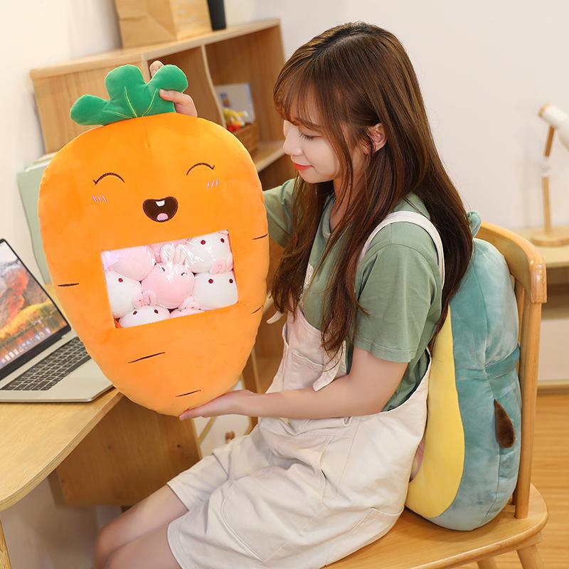 60cm Cute Plush Avocado Toy Cartoon Strawberry Stuffed Carrot Banana Pillow Fruit Kids Toy Kawaii Birthday Gifts