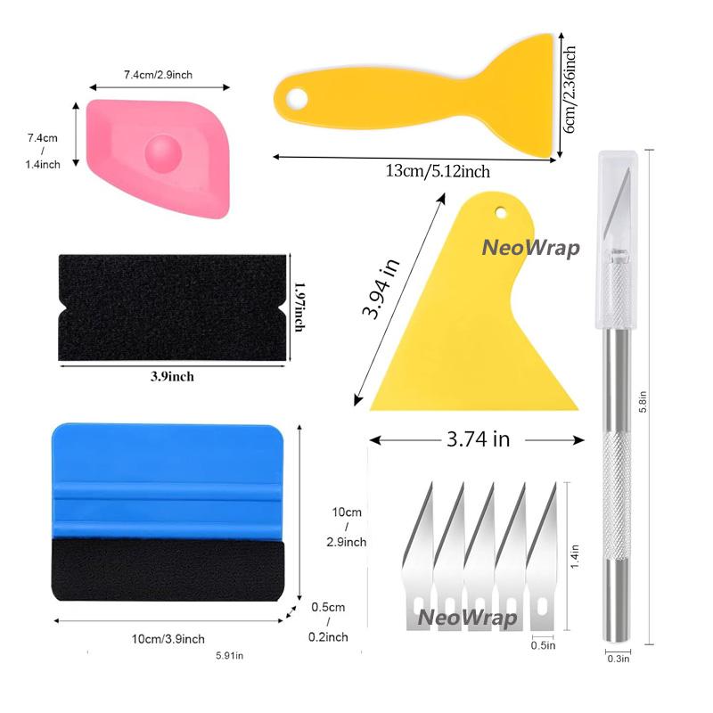 Vinyl Wraps Applicator Tool Kit Window Tint Film Car Wrapping Tools Felt Squeegees Windshield Plastic Scraper Wrap Knife Blade