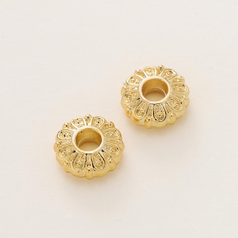 10Pcs/Pack 2*6mm 14/18K Gold Plated Alloy Flat Spacer Beads For Handmade DIY Jewelry Making Bracelet Necklace Accessories