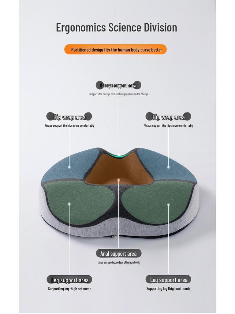 Universelles Memory-Foam-Kissen für Hämorrhoiden - Hohles Design für alle Jahreszeiten, Lendenwirbelstütze, Langsame Rückfederung, Verbessert die Haltung