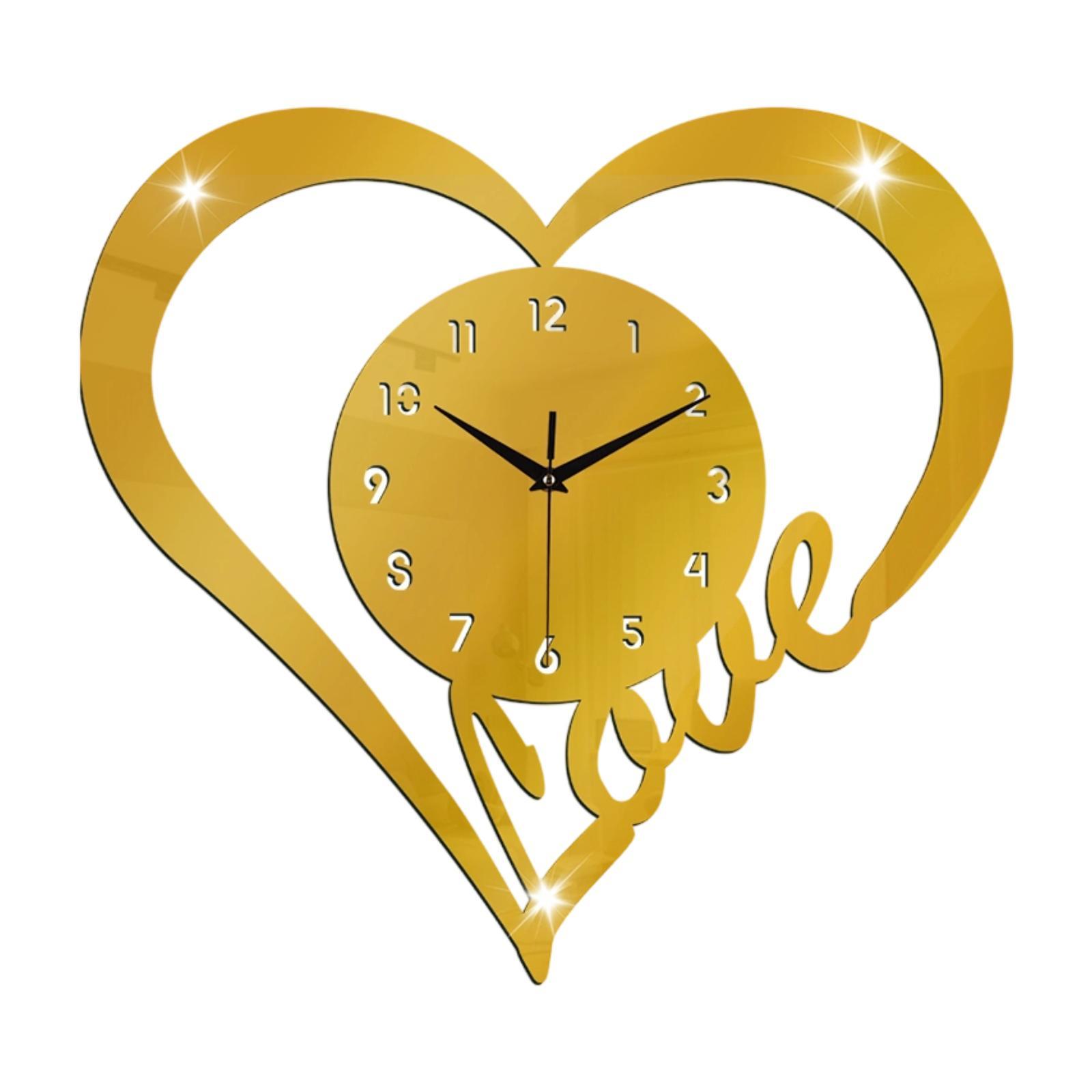 

Heart Shaped Wall Clock Living Room Home Decorative Christmas Hanging Clock золотий