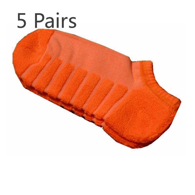 

5 пар хлопковых носков Caterpillar, мужские носки-лодочки, носки с махровой подошвой и коротким носком, мужские весенне-летние низкие женские спортивные короткие носки 5 pairs оранжевый