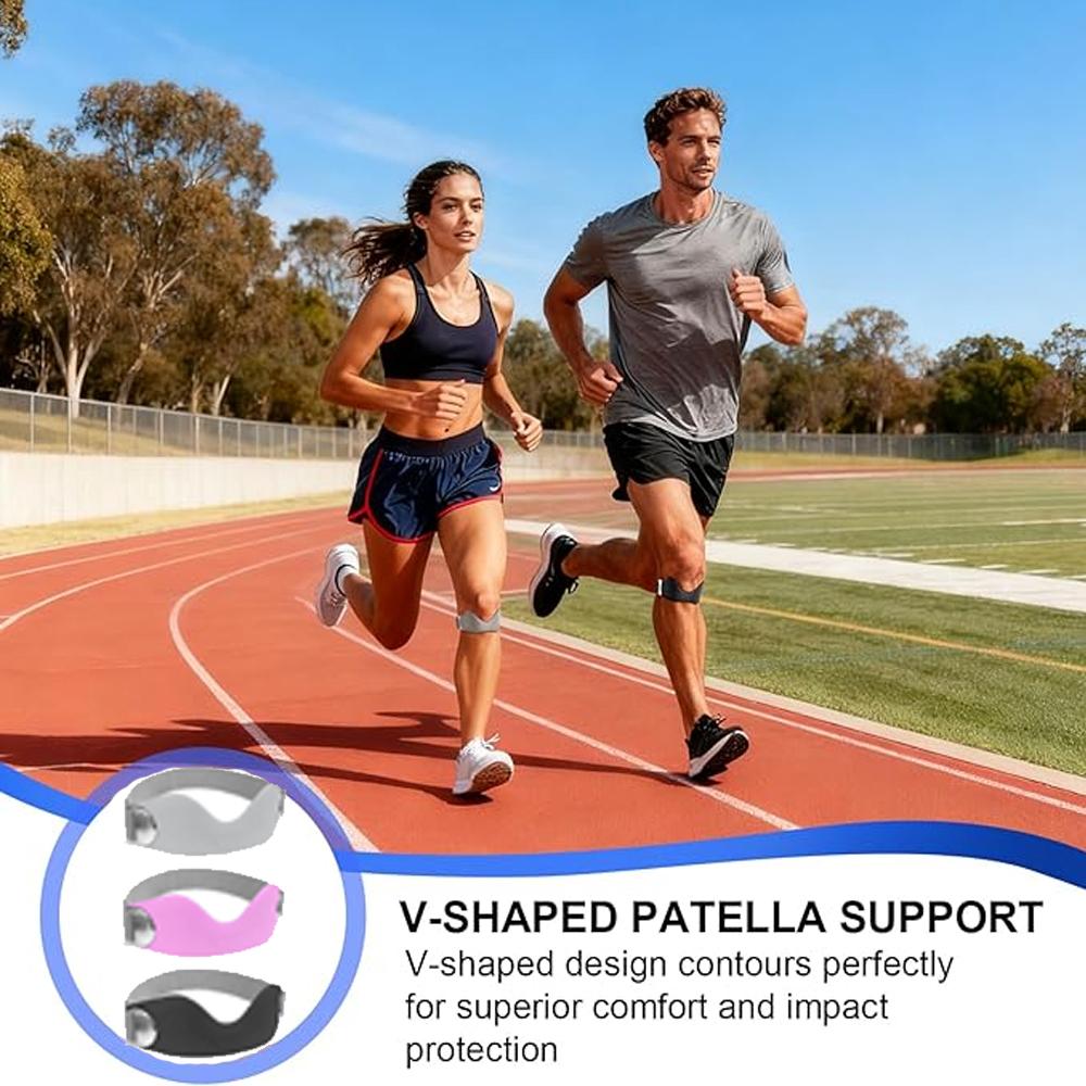 2Pcs Adjustable Silicone Patellar Tendon Support Strap Non-Slip Knee Brace Fit For Pain Relief Jumpers Knee Patella Band