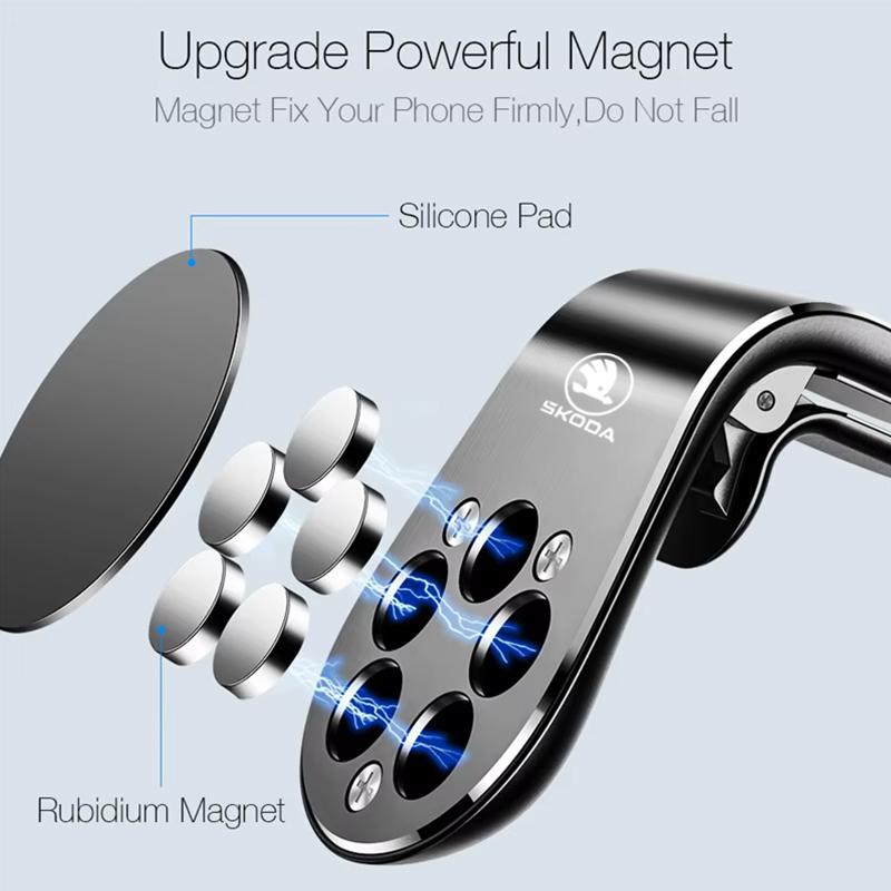 CWWR6 1Pcs Magnetic Car Phone Holder Metal Stand Accessories For New Skoda Octavia Kodiaq Fabia Superb Karoq Yeti Rapid Mk3 Vrs A4
