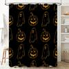 Halloween-themed Black Shower Curtain with Pumpkin Ghost Print for Home Bathroom Decor Waterproof Fabric Printed with Halloween